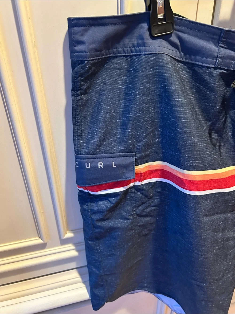 Rip Curl Navy Boardshorts with Red, Orange and White Stripe